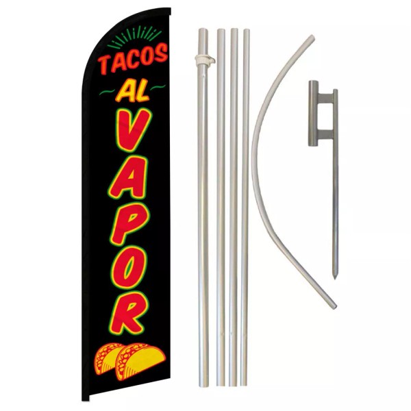Unbranded Tacos Al Vapor Windless Banner Swooper Advertising Flag Pole