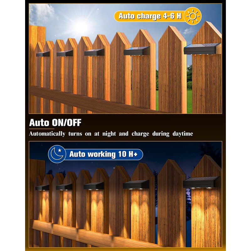 JOFIOS Solar Fence Lights 20 Pack, 50 Lumens Outdoor Solar