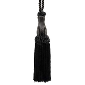Decorative Silky 5" (12.5cm) Key Tassel, 5" (12.5cm) Loop (Style# SKT) Pure Black #K9 (Jet Black) Set of 2