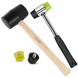 2 PCS Rubber Hammer with 2 Soft Rubber Head,8 Oz & 25mm Multi-function Double Head Mounting Hammer,Suitable For Crafts, Woodworking, Flooring, Camping and Other Industries