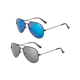 UrbanSky D.B. Sunglasses for Men and Women - Pack of 2, Encounter: silver mirrored / blue mirrored