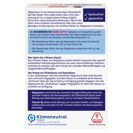 Doppelherz System Magnesium 500 Depot - High Dose Magnesium as a Contribution to Normal Muscle Function - 30 Tablets