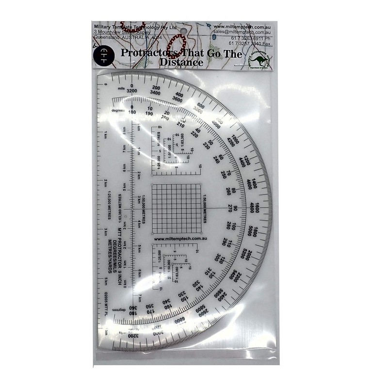 Military Protractor 9 Inch — Degrees & Mils, Meters &