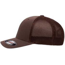 Ford Excursion SUV Truck Classic Outline Design Flexfit 6511 Trucker Mesh Fitted Cap Brown