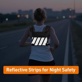 IMAGOA Water Resistant Chest Pack, Lightweight Chest Bag with Reflective Strip, Built-In Phone Holder & Extra Storage, Running Vest Workout Bag for Runners Cycling Biking Jogging, Black