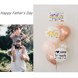 18pcs Happy Father's Day Balloons Stickers, Fathers Day DIY Letters Sticker PVC Paster Decals Set, Dad's Day Celebrations Decorations Gift for Home Wall Window Cling Party Decor