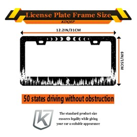 KDQEP Bigfoot Coniferous Forest License Plate Frame,Moon Phase Star License Plate Frame,Rust-Proof Waterproof Stainless Steel 2 Hole License Plate Holder for Men Women 12.2 X 6 Inch