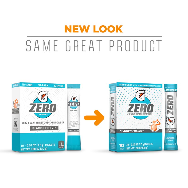 Gatorade G Zero Sports Drink Mix Powder Packets, Glacier Freeze,