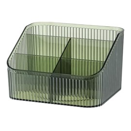 OIWTLIFE Cosmetic Display Case 5 Slot Makeup Brush Holder Cosmetic Brushes Container for Vanity, Bathroom Countertop,Green