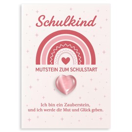 First Day of School Girls Mutstein, Gifts for First Day of School with Lucky Charm, School Cone Girls Filling for Starting School, 2 x 2 cm Mutstein Includes 8 x 10 cm Card and 13 x 18 cm Mesh Bag