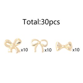 30 Pcs Metal Bow Nail Charms, Alloy Nail Bows 3D Golden Bowknots Charms for Nails, Luxury Shiny Bow Tie Nail Charms, Nail Art Accessories Manicure Nails DIY Charms