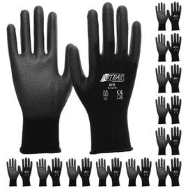 NITRAS Nylon Assembly Gloves 6215 PU Coated Gloves Black Size XL (9) 12 Pairs