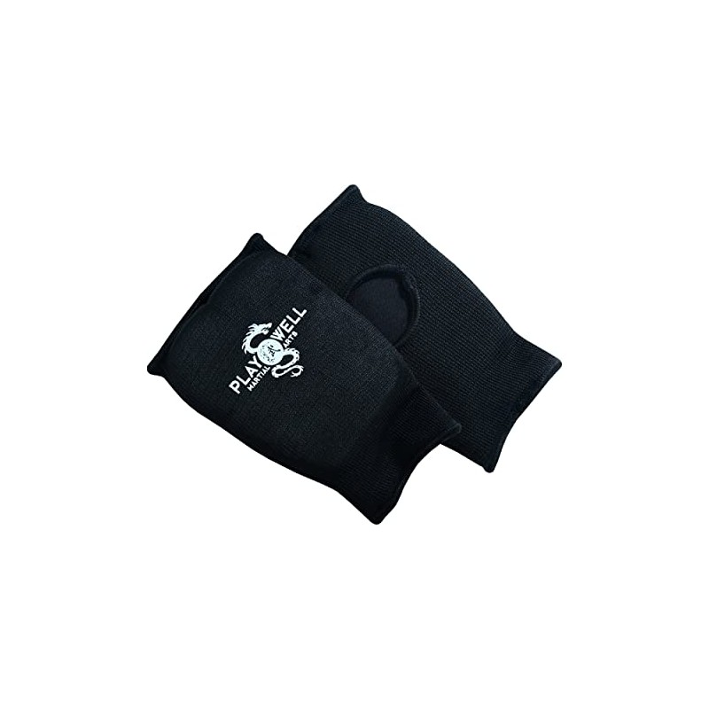 Martial Arts Elasticated Cotton Hand Sparring Mitts - Black (M)