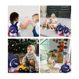 HAN-LBG Kids Backpack Boys Girls with Harness Leash, Nursery Backpack for Nursery, Preschool, School Bag, Rocket Shape Small Backpack (for 1-3 Years Old), darkblue