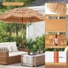 Thatched Patio Umbrella 6 Ft Tilt Design Wood Pole Straw