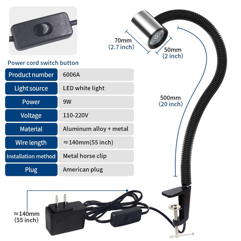 Led C Clamp Work Light IP65 Water Proof Flexible Gooseneck