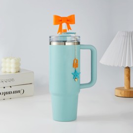 BOTVUG In My Showgirl Era Cup Accessories Set 10mm Lock Star Straw Charm for 30&40 oz Tumbler with Orange Bow Straw Cover