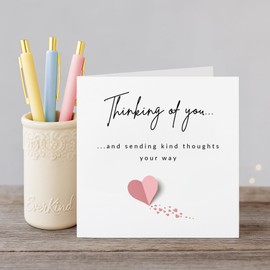 EverKind Thinking of You Card – Paper Hearts Design | Encouragement and Support Card for Friend, Family or Colleague | Comfort for Grief, Tough Times or Just Because | Blank Inside | Eco Packaging