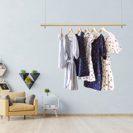 DDBESSIC Gold Ceiling Drying Rack Closet Rods 40''L Pipe Garment Rack Adjustable Height Heavy Duty Closet Rods for Hanging Clothes Bedroom Laundry Room Closet Storage Poles