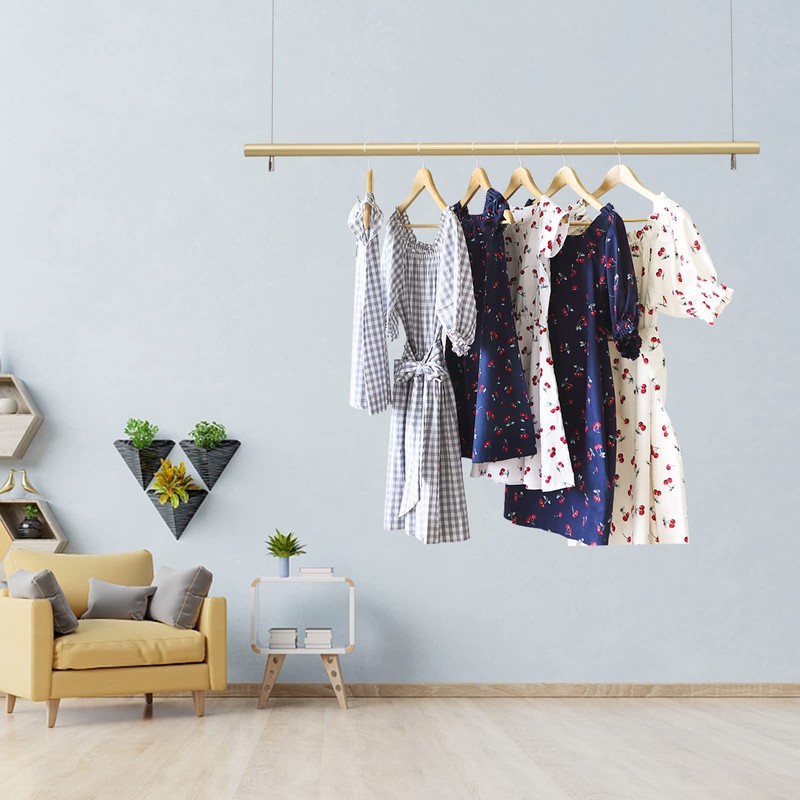 DDBESSIC Gold Ceiling Drying Rack Closet Rods 40''L Pipe Garment