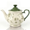 45oz Bone China Teapot, Vintage Green Floral Large Tea Pot