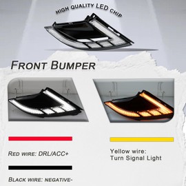 GEEGEETOP Switchback White/Amber LED Front Bumper Fog Daytime Running Lamp Flash LED Turn Signal Feature Compatible With Honda Accord 2023 2024 LX EX Sport Hybrid Functions 3-In-1 Kit (FRONT FOG)