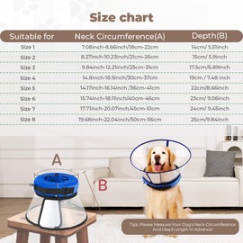 Dog Cone Collar Alternative, Soft Dog Cone for After Surgery, 2 IN 1 Dog Recovery Collar with Detachable Shield to Stop Licking, Dog Donut Cone for Small Medium Large Dogs (BLUE, SIZE 5)