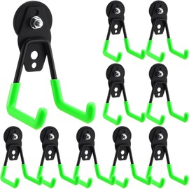 Landhoow 10 Pcs Large Magnetic Hooks Heavy Duty Garage Magnet Hooks Strong Storage Utility Magnetic Hangers with Anti Slip Rubber Coating for Indoor and Outdoor Hanging (Green)