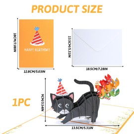 Pop Up Birthday Card, Funny Cat Birthday Card 3D Pop-Up Kitten Happy Birthday Cards for Cat Lovers, Son, Grandsons, Men, Women