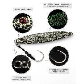 BLUEWING Fishing Lures Slow Pitch Jig Flat Fall Jigging Pitching Lures Vertical Jigs, Baits with Assist Hook Fishing Artificial Bait, Black,120g