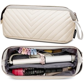 Kuosdaz Hair Tools Travel Bag for Shark Flexstyle Dyson, Quilted Case Organizer Bag, Gift for Women Hair Accessories Storage Bag, Travel Hairdryer Portable Bag for Women, Beige
