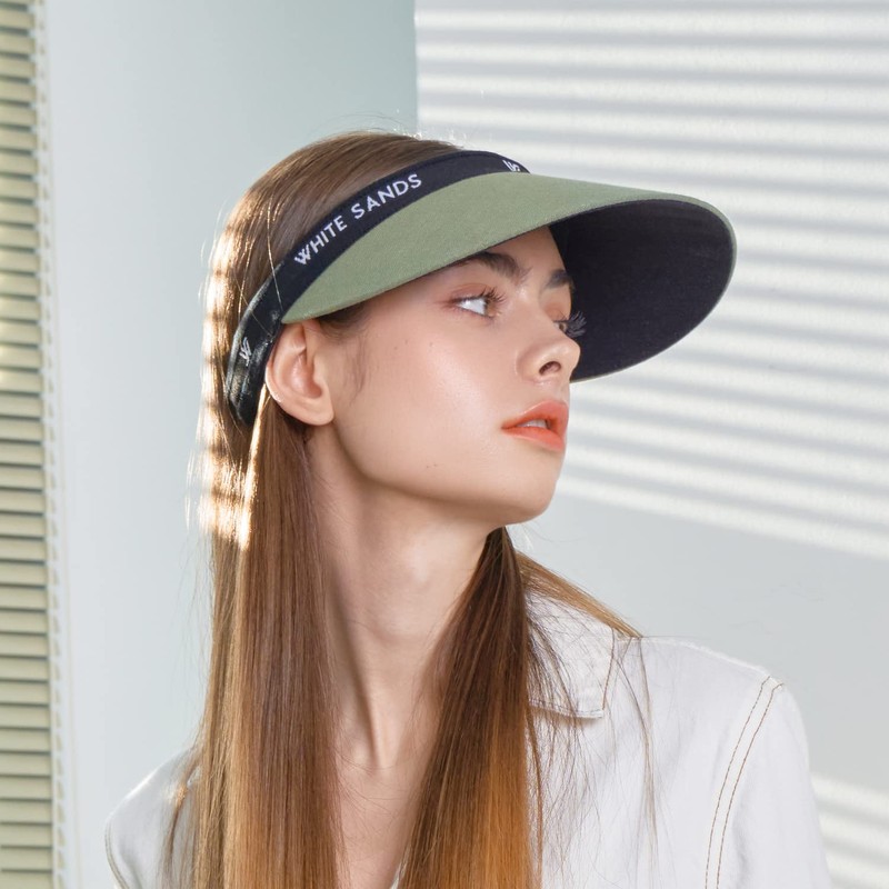 Reversible Linen Sun Cap Two-Tone Sun Visor CHAMELA | SAGE