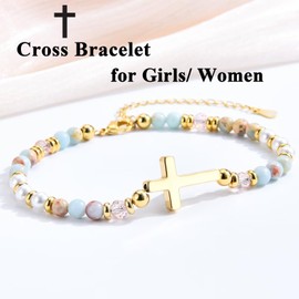 EPVIDO Godmother Gifts Christian Cross Bracelet for Women Birthday Mothers Day Christmas Stocking Stuffers Catholic Jewelry