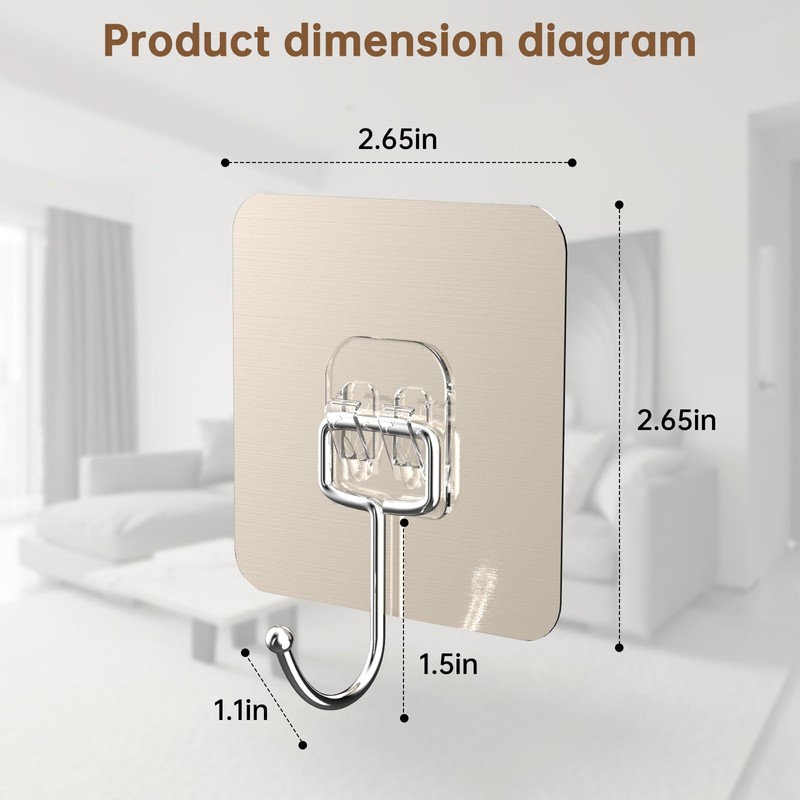 5-Pack Adhesive Lid Holder Hooks Compatible with Caraway Pan, Wall