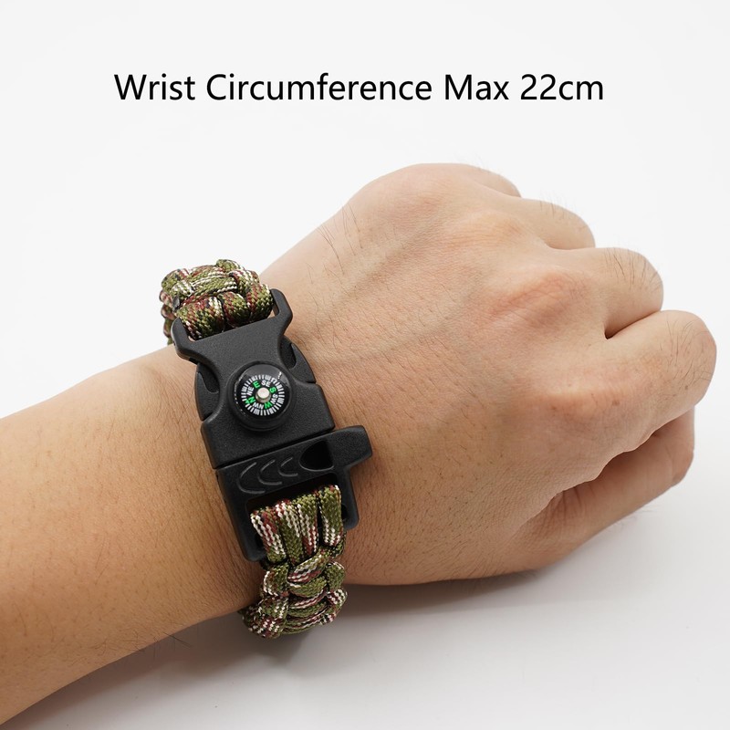 8-Pack 3-in-1 Emergency Survival Bracelet with Whistle and Compass, Survival