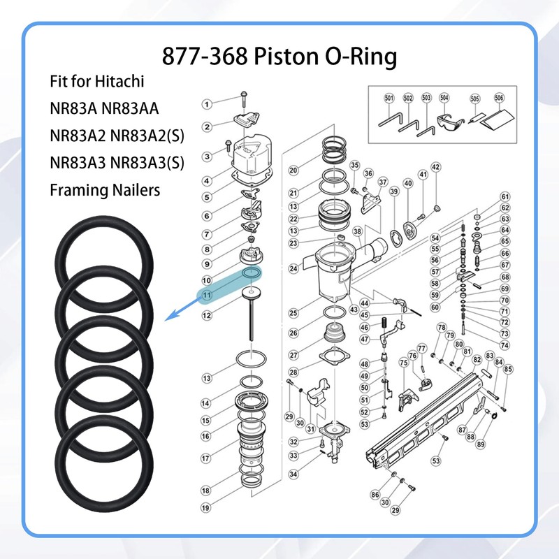 877368 877-368 Piston O-Ring Part Fit for Hitachi NR83A NR83AA