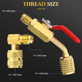 Mudder 7 Pcs Air Conditioning Refrigerant Compact Ball Valve 1/4 Inch for R410A R134A R12 R22 HVAC Adapter 5/16Inch Female to 1/4Inch Male Flare (3 Angle Ball Valve, 4 Right Angle Adapter)