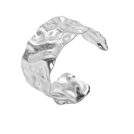 AolKee Women's bangle, cuff bracelet for women, adjustable open bangle, chunky line design, silver bangle for women, stackable jewellery for the wrist, One size, Stainless Steel, No Gemstone