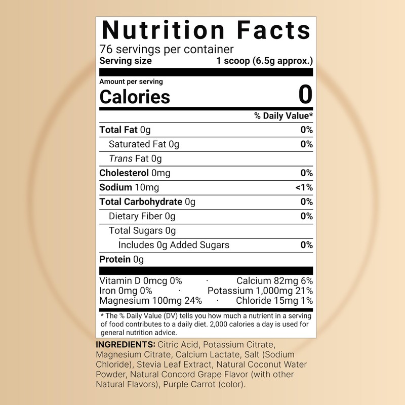 NatureBell Electrolytes Powder No Sugar, 500g (76 Servings) | Keto