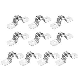 uxcell 12Pcs Rigid Pipe Straps, 10mm(0.39") 304 Stainless Steel 2 Hole U-Shaped Bracket Tube Hanger Pipe Clamps for Fixing Pipe Cable