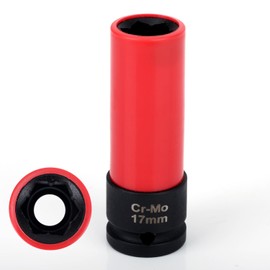 Penitue 17mm Protective Lug Nut Impact Socket for Vehicles with Convex Hex Flower Head Lug Nuts, 1/2" Square Drive, Cr-Mo Steel, Non-Marring Wheel Rim Guard Compatible with CL/GL/GLK/GLS/S-Class