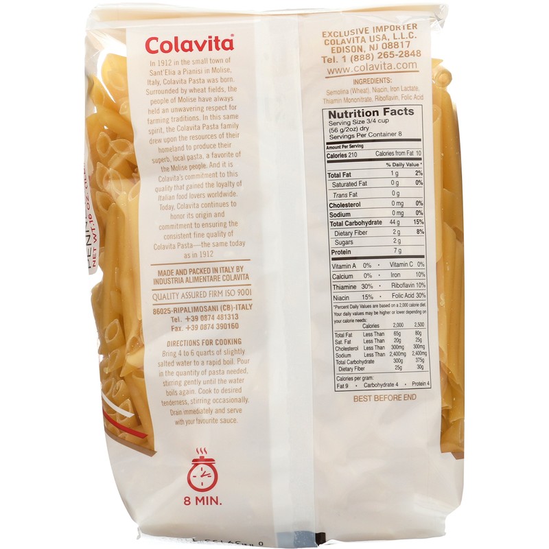 Colavita Pasta, Pennette, 16 Ounce (Pack of 20)