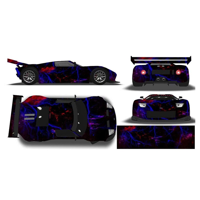 Blue Lightning Strike Graphic Vinyl Car Wrap Film Sheet +