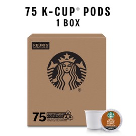 Starbucks K-Cup Coffee Pods, Medium Roast, House Blend for Keurig Coffee Makers, 100% Arabica, 1 Box (75 Pods)