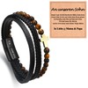WOVEE Leather Bracelet for Son from Dad Mum Cross Stainless