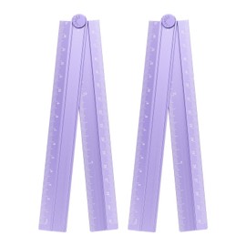 sourcing map 2pcs Folding Straight Ruler 30cm Metric Aluminum Alloy Protractor Foldable Angle Ruler Geometric Measuring Tool with Angle Line for Architects Artists Office, Lavender Purple