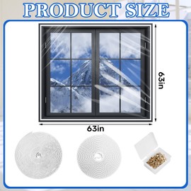Window Insulation Kit,Plastic Window Cover for Winter to Keep Cold Out Heavy Duty,Thermal Window Coverings for Winterizing,Thick Transparent Window Seal Film for Winter Window Covering (63×63inches)