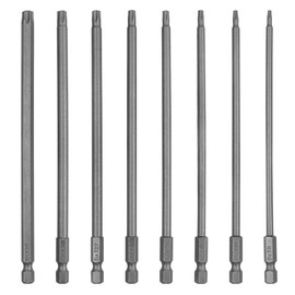 Evponk 8 Pcs 150mm Long Torx Security Screwdriver Bit Set 1/4" Hex Shank, Strong Magnetic Security Torx Head Driver Bit Set S2 Steel T8-T40 Star Head Screwdriver Bits kit