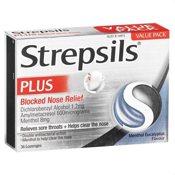 Strepsils Plus Blocked Nose Relief 36 Lozenges