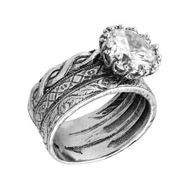 Silpada 'Bristol' Cubic Zirconia Textured Ring in Sterling Silver